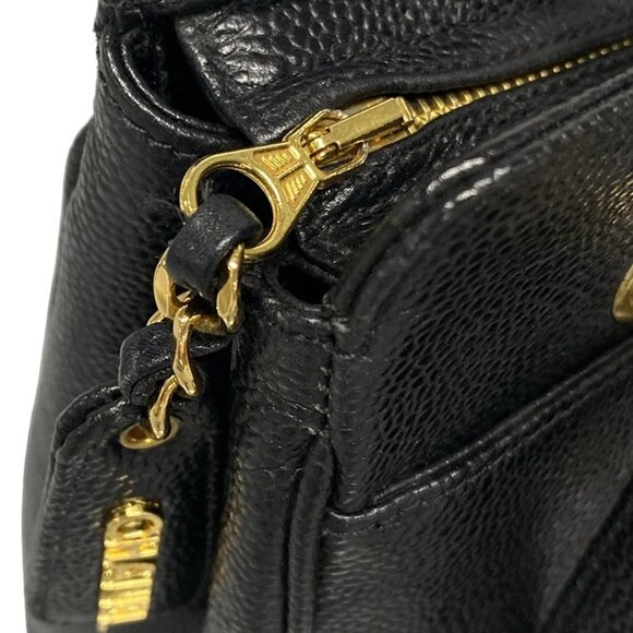 Auth CHANEL - A08045/X01019 Black Calfskin Shoulder Bag Gold hardware - Picture 11 of 16